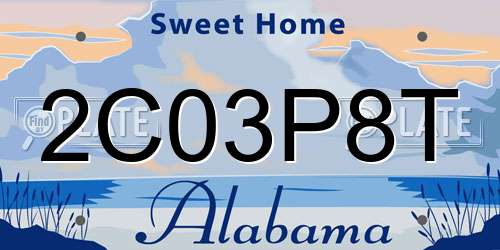 2C03P8T Alabama License Plate
