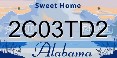 2C03TD2 Alabama License Plate