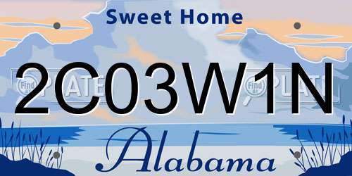2C03W1N Alabama License Plate