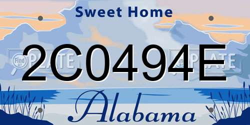 2C0494E Alabama License Plate