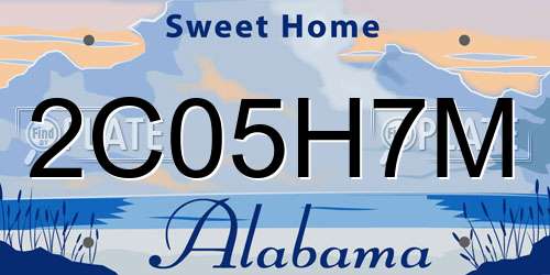 2C05H7M Alabama License Plate