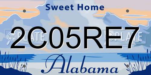 2C05RE7 Alabama License Plate