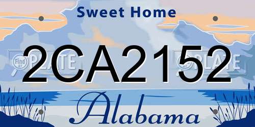 2CA2152 Alabama License Plate