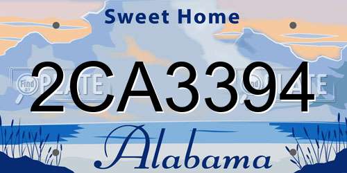 2CA3394 Alabama License Plate