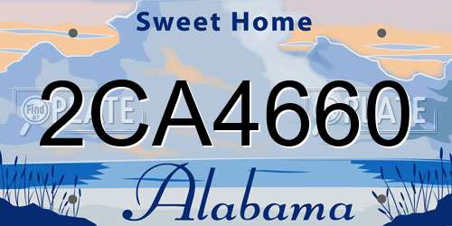 2CA4660 Alabama License Plate