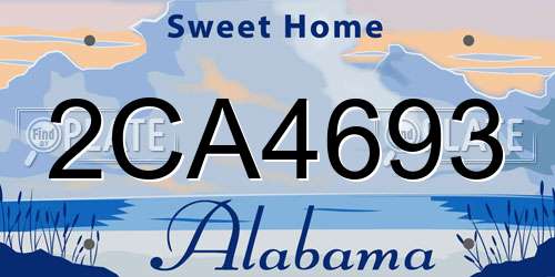 2CA4693 Alabama License Plate