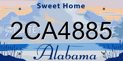 2CA4885 Alabama License Plate