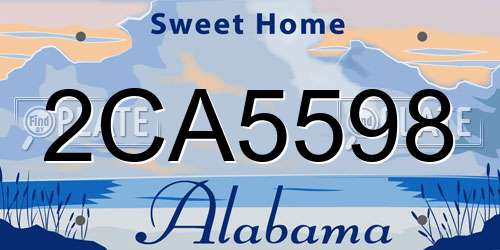 2CA5598 Alabama License Plate