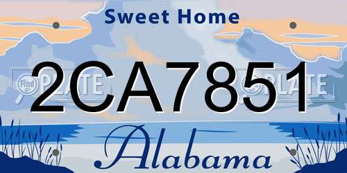 2CA7851 Alabama License Plate