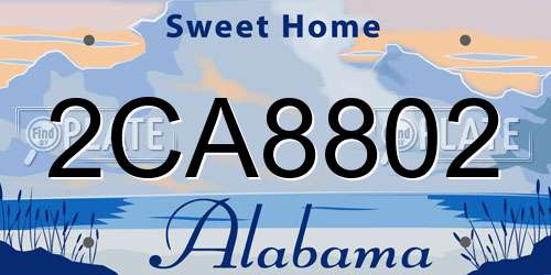 2CA8802 Alabama License Plate