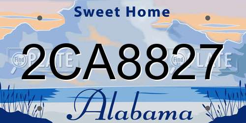 2CA8827 Alabama License Plate