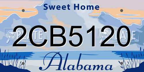 2CB5120 Alabama License Plate