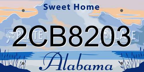 2CB8203 Alabama License Plate