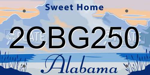 2CBG250 Alabama License Plate