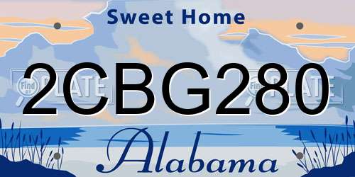 2CBG280 Alabama License Plate