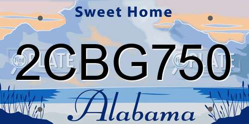 2CBG750 Alabama License Plate
