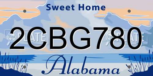 2CBG780 Alabama License Plate