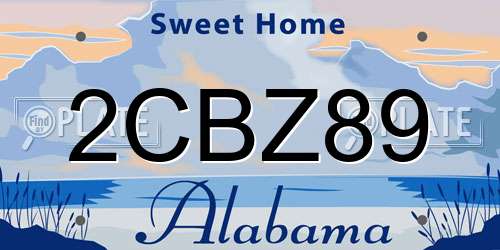 2CBZ89 Alabama License Plate