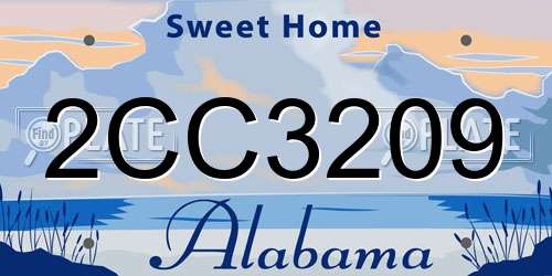 2CC3209 Alabama License Plate