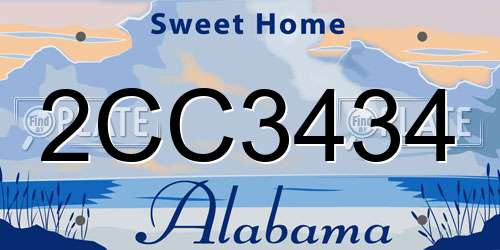 2CC3434 Alabama License Plate