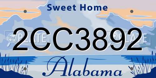 2CC3892 Alabama License Plate