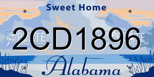 2CD1896 Alabama License Plate