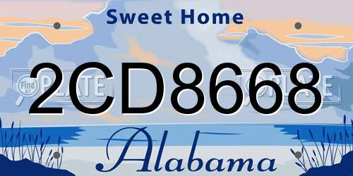 2CD8668 Alabama License Plate