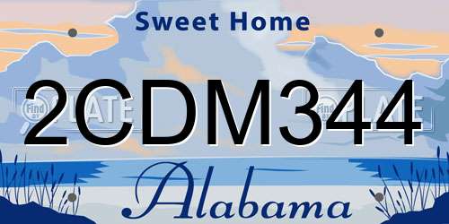 2CDM344 Alabama License Plate