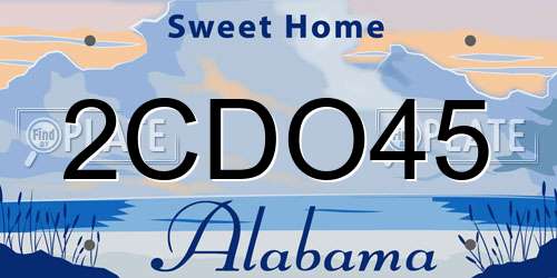 2CDO45 Alabama License Plate