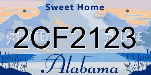 2CF2123 Alabama License Plate
