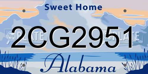 2CG2951 Alabama License Plate