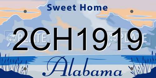 2CH1919 Alabama License Plate