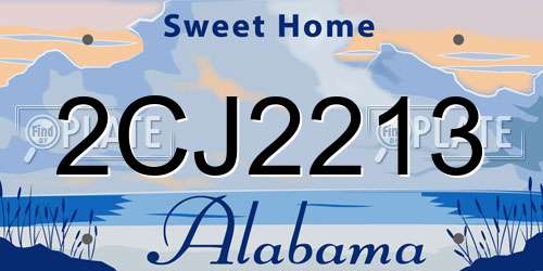 2CJ2213 Alabama License Plate