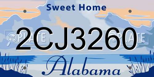 2CJ3260 Alabama License Plate