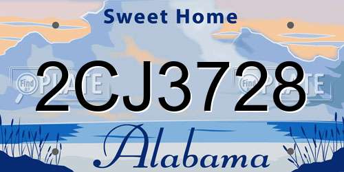 2CJ3728 Alabama License Plate
