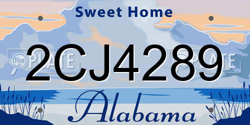 2CJ4289 Alabama License Plate