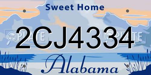 2CJ4334 Alabama License Plate