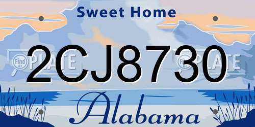 2CJ8730 Alabama License Plate