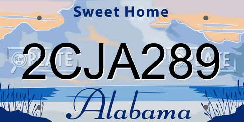 2CJA289 Alabama License Plate