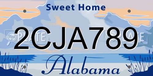 2CJA789 Alabama License Plate