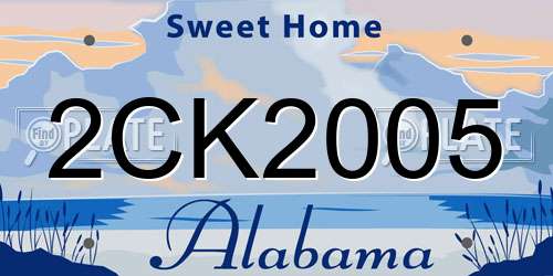 2CK2005 Alabama License Plate