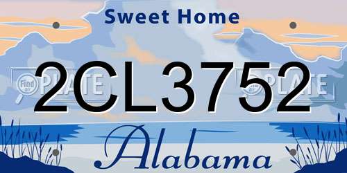 2CL3752 Alabama License Plate