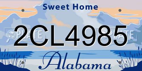 2CL4985 Alabama License Plate