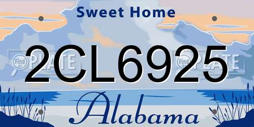 2CL6925 Alabama License Plate
