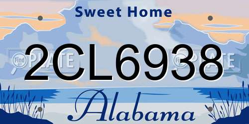 2CL6938 Alabama License Plate