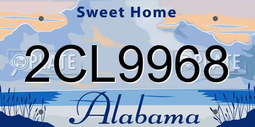 2CL9968 Alabama License Plate