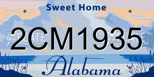 2CM1935 Alabama License Plate