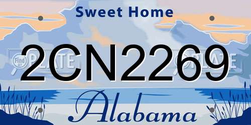 2CN2269 Alabama License Plate