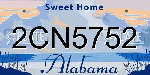2CN5752 Alabama License Plate