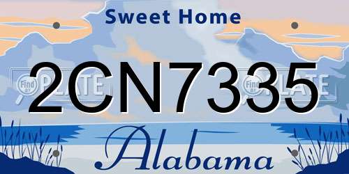 2CN7335 Alabama License Plate